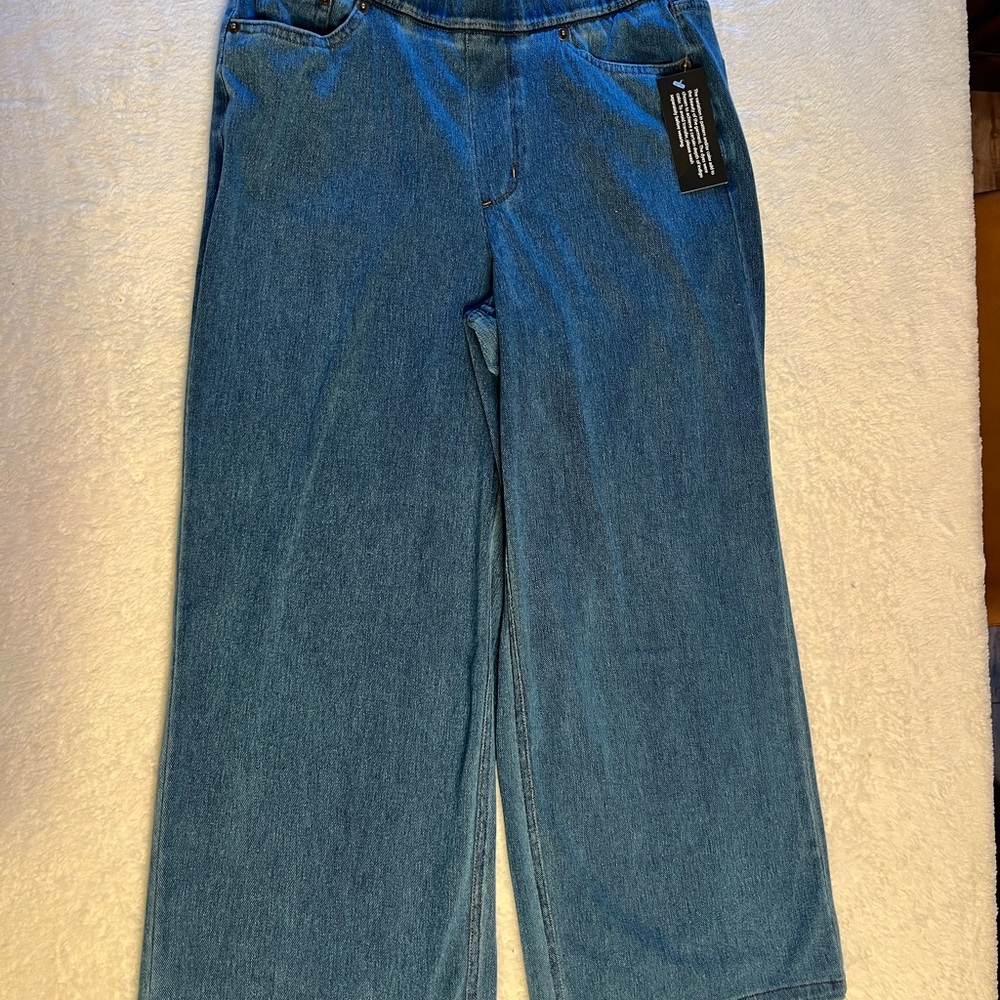 NWT D&Co Denim & Company Cropped Straight Leg Jeans Blue XS Pull On